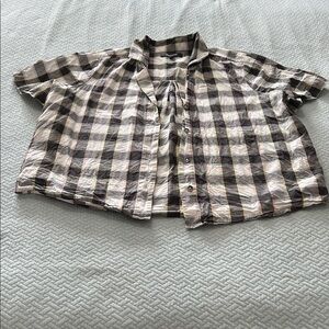 Madewell womanCheckered Button Down Shirt - Black, White, Pink size small
